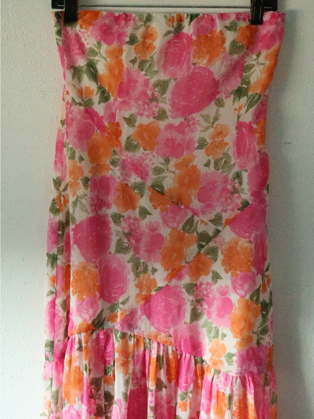 12th Tribe Strapless Drop Waist Pink Floral Maxi Dress - Picture 7 of 16